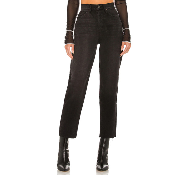 Free People We The Free Curvy Georgine Mom Jean High Waisted Black Relaxed 32 - Picture 1 of 11